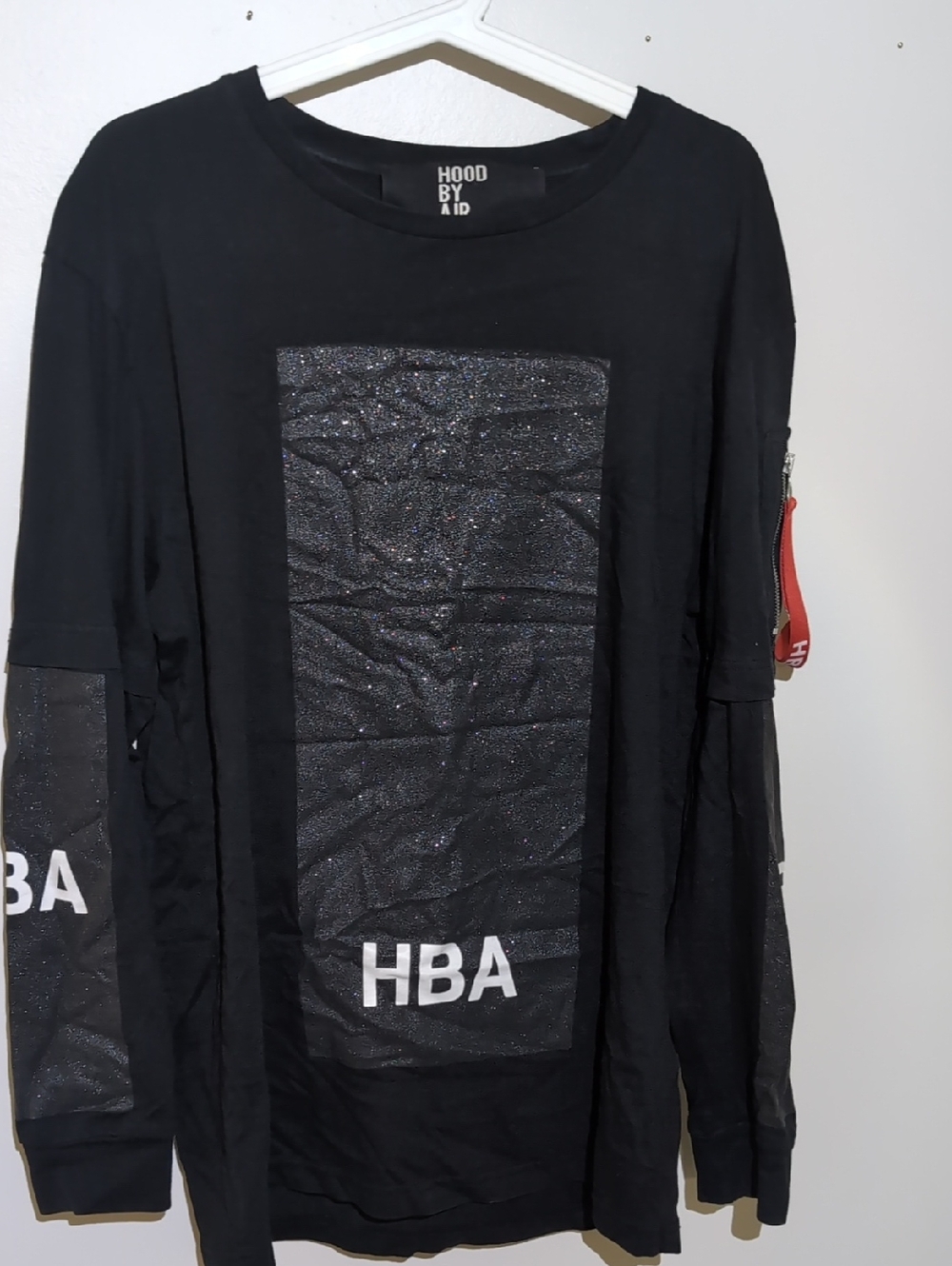 Hood by Air Black Tee with White Logo Print